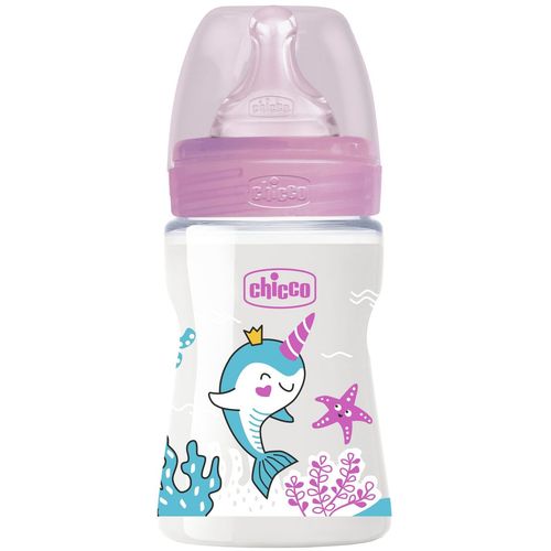 Chicco WB plastična flašica 150ml, silikon, roze slika 1