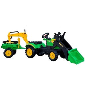 Dječji traktor na pedale s prikolicom i žlicom Benson zeleni