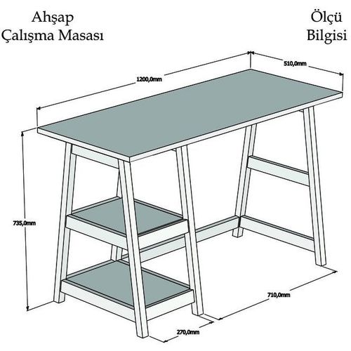 Perla - Walnut Walnut Study Desk slika 4