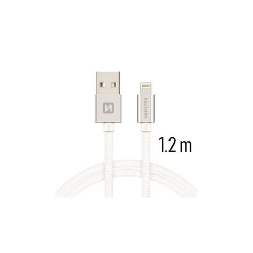 SWISSTEN kabel USB/Lightning, platneni, 3A, 1.2m, srebrni slika 1