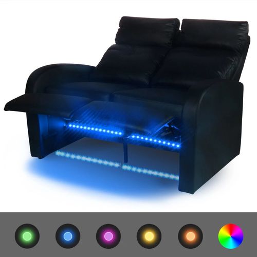 Dvodijelni set LED fotelja 2+3 sjedala od umjetne kože crni slika 40