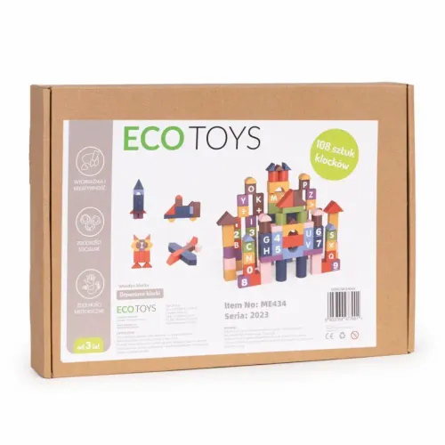 Ecotoys Edukativni konstrukcijski drveni blokovi od 108 dijelova slika 7