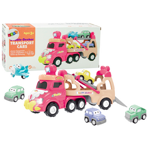 Transporter dječjih automobila - 5 u 1 - Bijelo - ružičasti