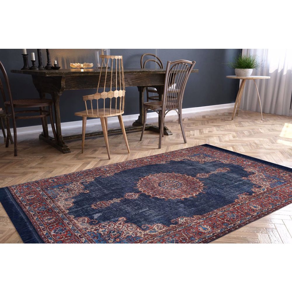 Tamnoplavi Višebojni Tepih 'Blues Chenille' - AL 87 (230 x 330 cm) slika 1