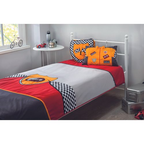 L'essential Maison Bispeed (90-100 cm) Crno/Crveno/Narandžasto/Belo prekrivač za krevet za decu slika 2