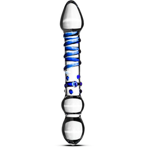 Stakleni dildo s spiralom i točkama slika 1