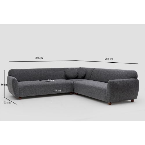 Atelier Del Sofa Eddy Corner 2 (3L-C-3R) - Dark Grey Dark Grey Corner Sofa slika 14