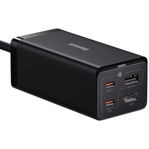 Baseus produžna utičnica/kp gan5 pro desk 2x usb-c/usb-a/hdmi + kabel c-c 67w black slika 2