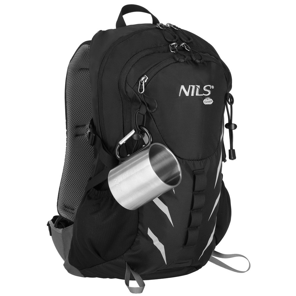 Nc17110 šalica za kampiranje s karabinerom 300 ml nehrđajući čelik crna nils camp slika 3
