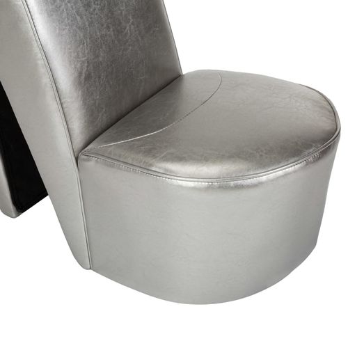 Stolica u obliku visoke pete od umjetne kože srebrna slika 9