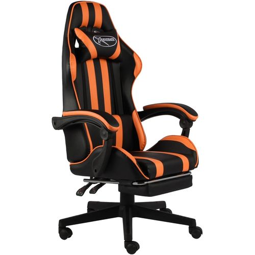 Igraća stolica s osloncem za noge crno-narančasta umjetna koža slika 17
