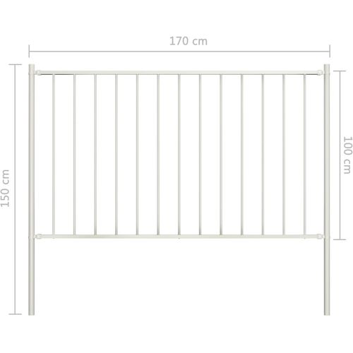 Panel za ogradu sa stupovima čelični 1,7 x 1 m bijeli slika 15