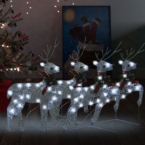 Božićni sobovi 4 kom srebrni 80 LED žarulja slika 1
