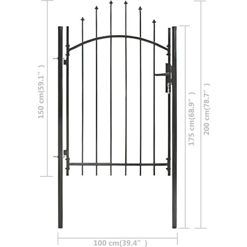 Vrtna vrata za ogradu čelična 1 x 2 m crna slika 25