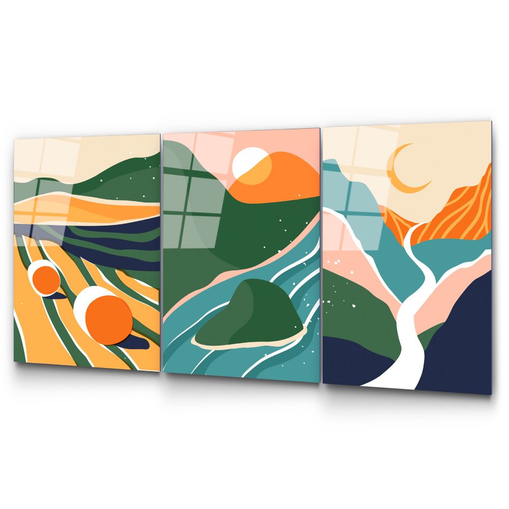 UV-946 - Dekorativna Slika na Kaljenom Staklu, Višebojna, 45 x 65 cm (Set od 3 Komada) slika 4
