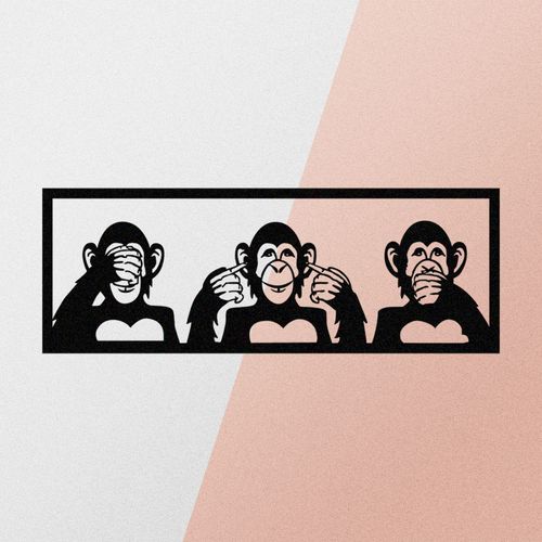 Wallity Three Monkeys-L Black Decorative Metal Wall Accessory slika 5