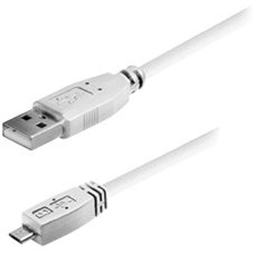 Transmedia USB typeA plug-Micro USB typeB 1m, white slika 1