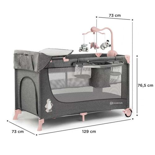 Kinderkraft Putni Krevetić Joy S Dodacima - Rozi slika 9