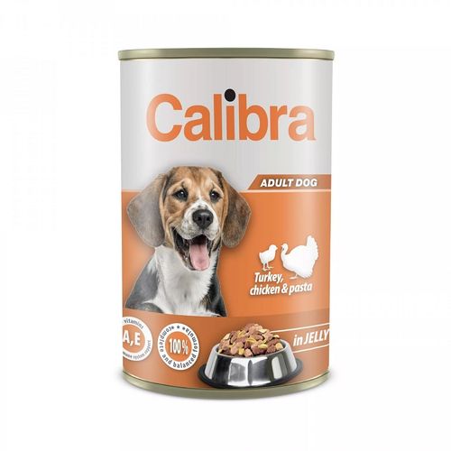 Calibra Dog Konzerva Ćuretina, Piletina & Testenina u Želeu, hrana za pse 1240g slika 1