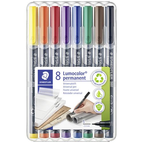 Staedtler flomaster za foliju 313 WP8 plava boja, smeđa boja, žuta, zelena, narančasta, crvena, crna, ljubičasta slika 1