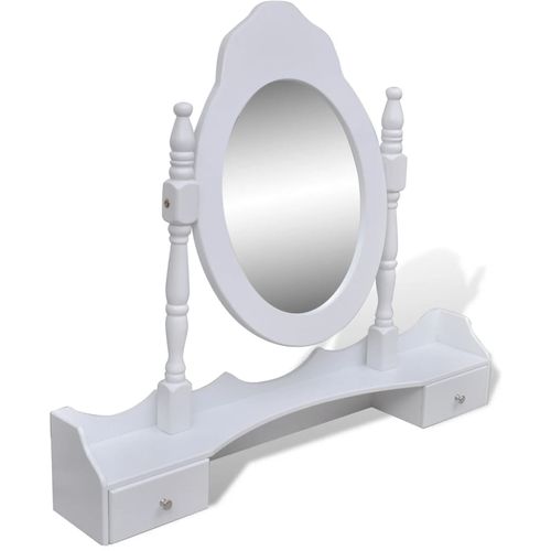 Toaletni stol s ogledalom i stolicom 7 ladica bijeli slika 32