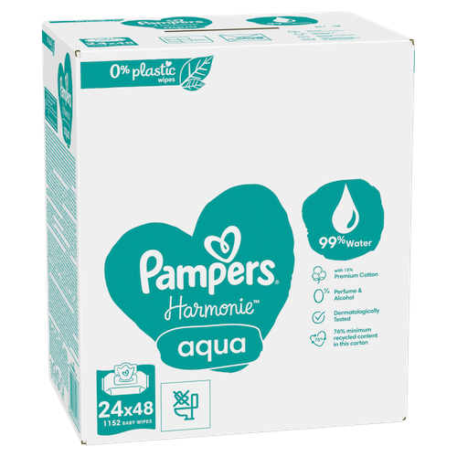 Pampers vlažne maramice Harmonie Aqua 24 x 48 komada slika 2