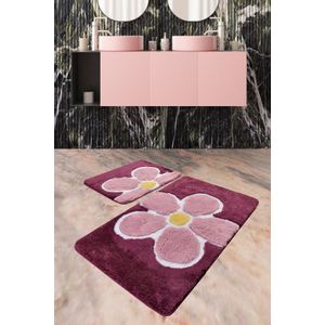 Flower - Purple Multicolor Acrylic Bathmat Set (2 Pieces)