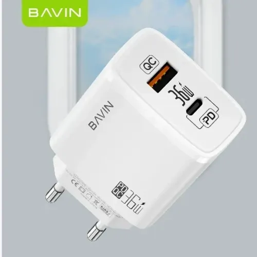 Bavin punjač 36W USB-A + USB-C bela slika 1