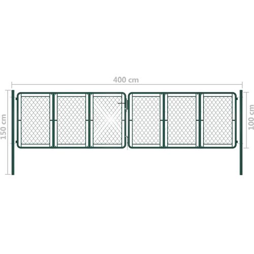 Vrtna vrata čelična 400 x 100 cm zelena slika 26