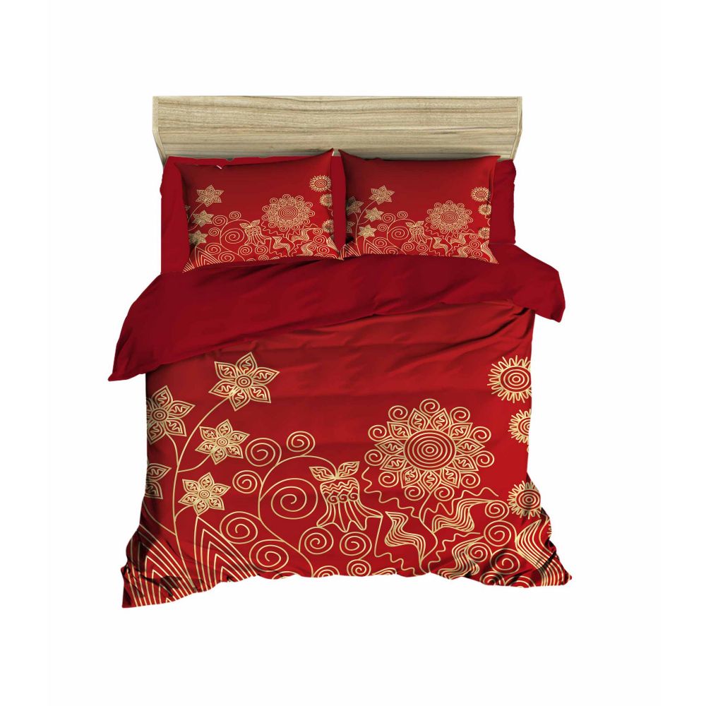 Set posteljine za bračni krevet 464 Red Gold Double slika 1