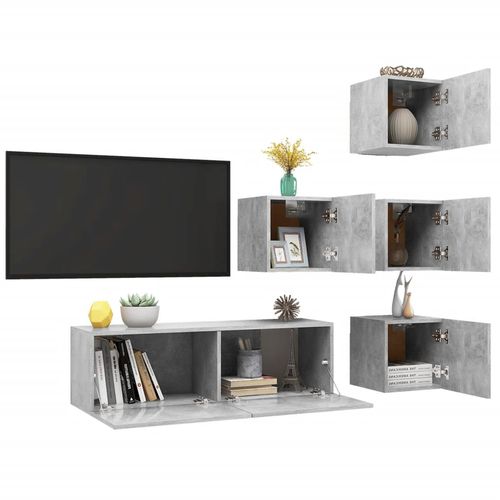 5-dijelni set TV ormarića siva boja betona od iverice slika 10