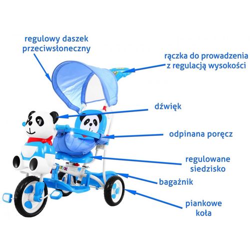 Dječji tricikl 2u1 panda plavi slika 7
