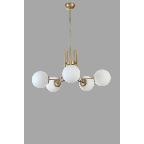 Nevada 5 Li Eskitme Beyaz Camlı Avize White
Gold Chandelier slika 4