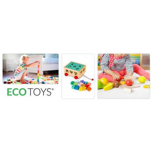 EcoToys drvena kolica za sortiranje oblika slika 7