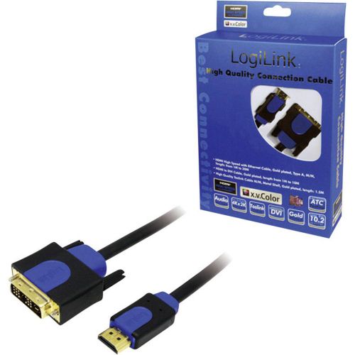 LogiLink DVI / HDMI adapterski kabel DVI-D 18+1-polni utikač, HDMI A utikač 5.00 m crna CHB3105 pozlaćeni kontakti, mogućnost vijčanog spajanja DVI kabel slika 2