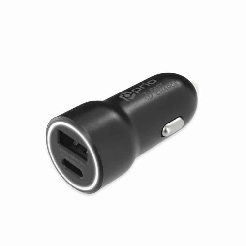 Prio Fast Charge Car Charger 20W PD (USB C) + QC 3.0 (USB A) black slika 5