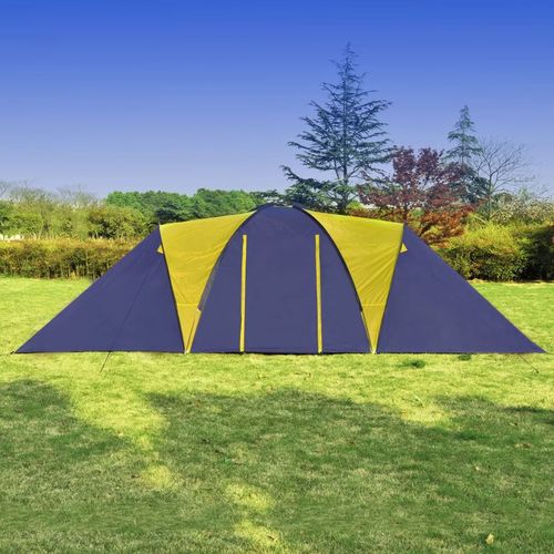 Šator za kampiranje od tkanine za 9 osoba plavo-žuti slika 13