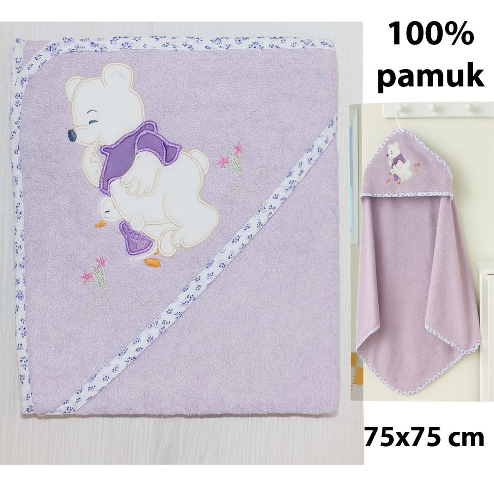 Ready Dječji ručnik s kapuljačom dimenzija 75x75 cm - Ljubičasti slika 3
