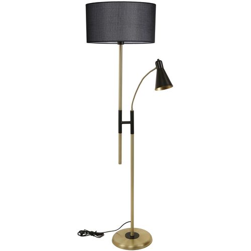 Forza Eskitme Lambader Silindir Hasır Siyah Abajurlu Black Floor Lamp slika 1