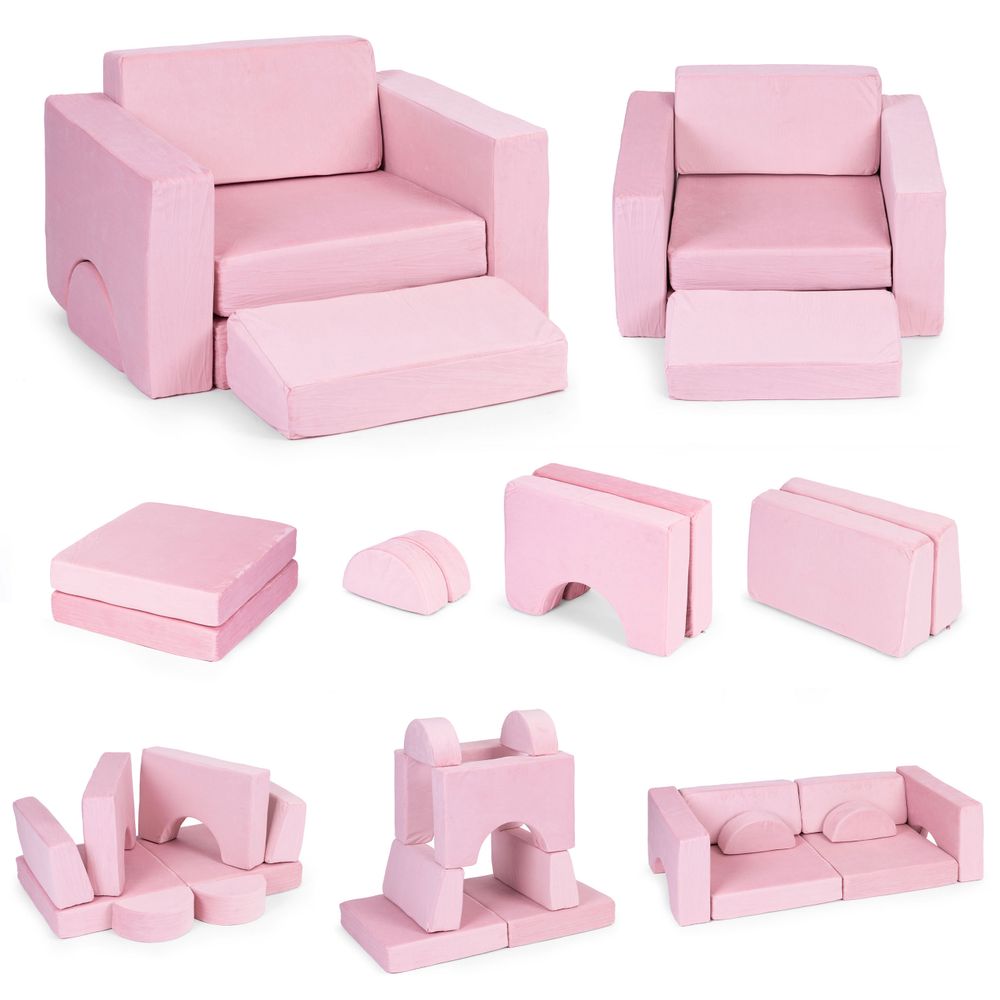 Ecotoys DIY modularna sofa sa 8 jastuka - pink slika 1