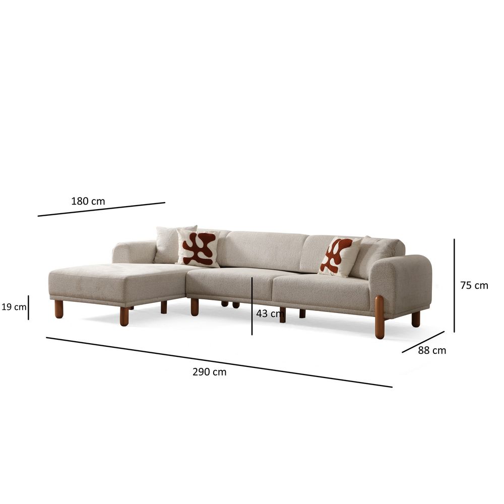 Lyke Left - Krem Krem Kutna Sofa na Razvlačenje slika 16