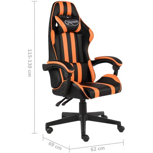 Igraća stolica od umjetne kože crno-narančasta slika 24