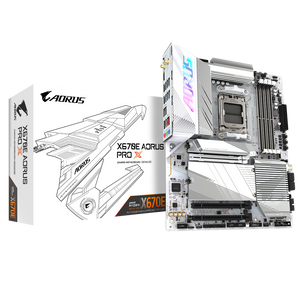 Gigabyte X670E AORUS PRO X AM5, X670 Chipset, 4x DDR5 (AMD EXPO and Intel XMP),  PCIe 5.0 x16 slot with 10X strength for graphics card