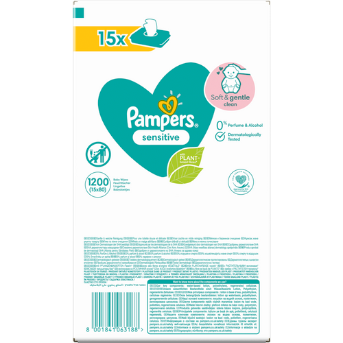 Pampers vlažne maramice sensitive 15X80  XXL slika 3