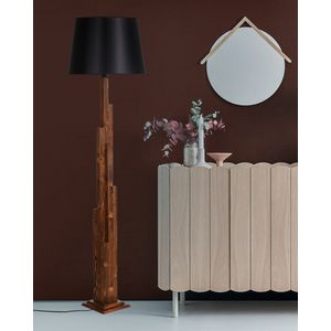 Kule Ceviz Ahšap Lambader Pramit sa Crnim Abajurlom