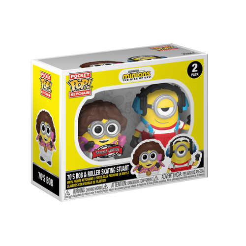 FUNKO POP Privjesak: Minions - 70's Bob i Roller Skating Stuart 2-Pack slika 1