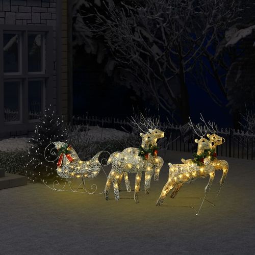 Ukrasni božićni sobovi i sanjke 100 LED žarulja vanjski zlatni slika 1