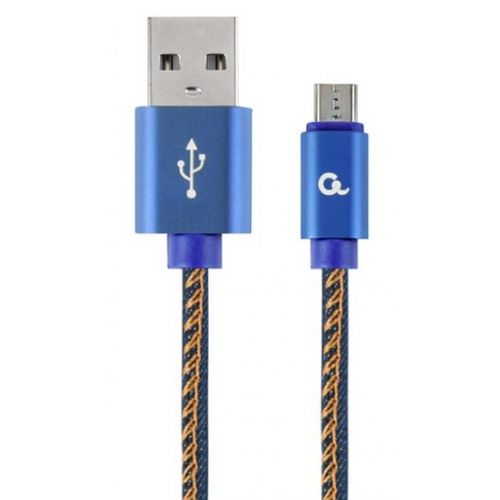 CC-USB2J-AMmBM-2M-BL Gembird Premium jeans (denim) Micro-USB cable with metal connectors, 2 m, blue slika 1