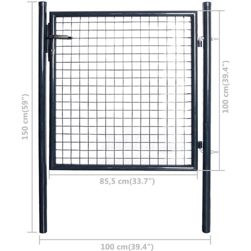 Mrežasta vrtna vrata od pocinčanog čelika 85,5 x 100 cm siva slika 24