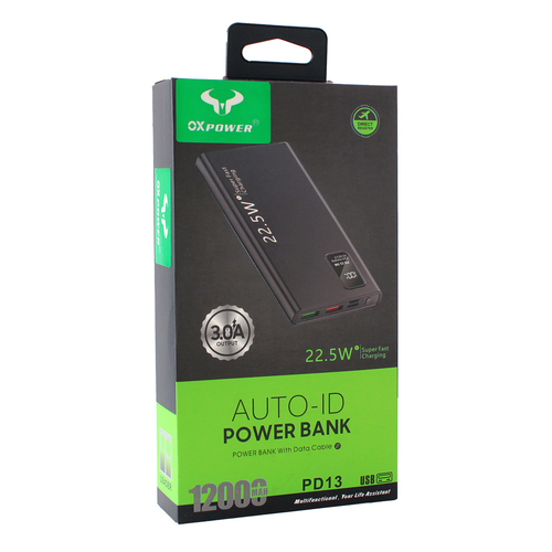 Back up baterija Oxpower P13 PD fast 12000 mAh crna slika 1